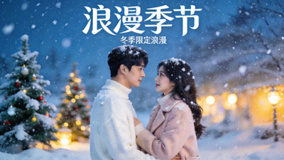 韩剧《浪漫季节》海报 - 男女主角在雪景中深情对视的浪漫画面